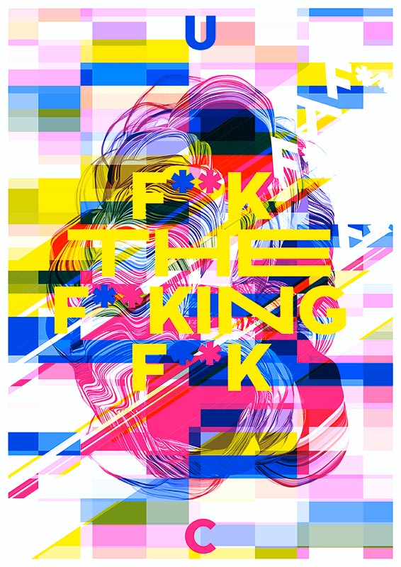 3-farbiges Risographie Poster Fuck the fucking fuck