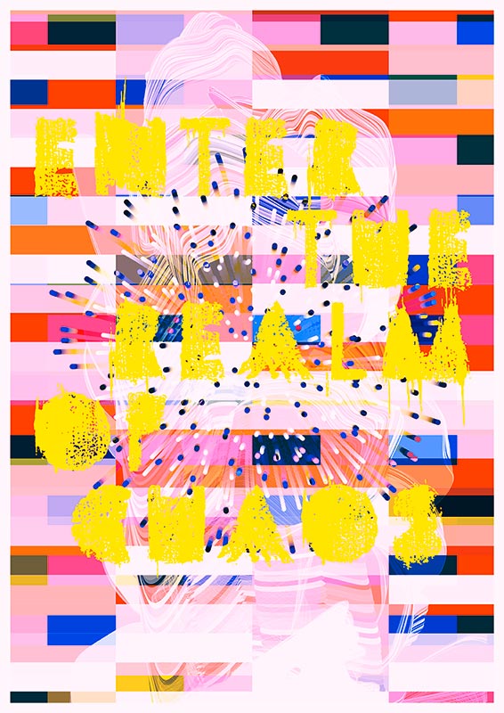3-farbiges Risographie Poster Enter the realm of chaos